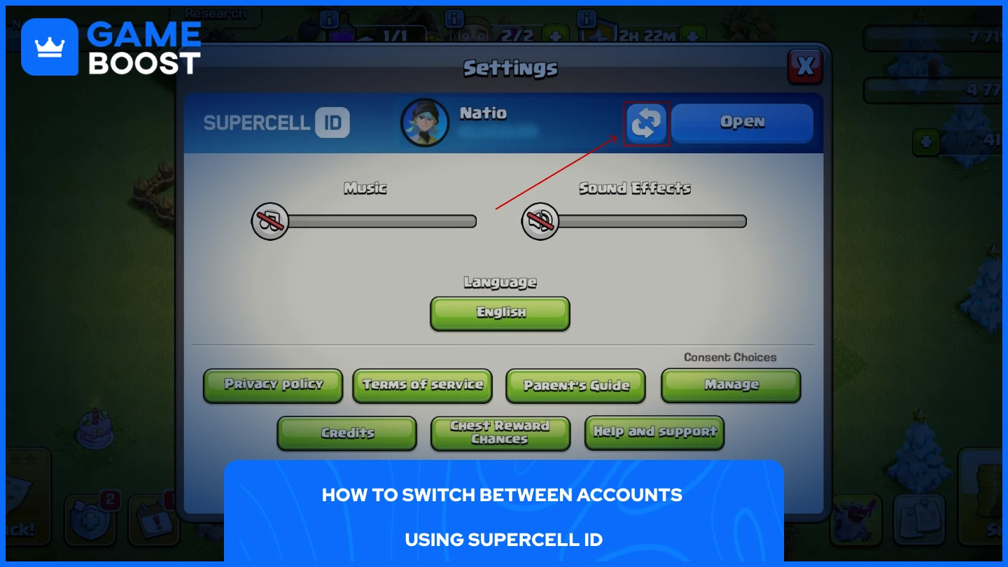 部落冲突中切换账户选项的图片