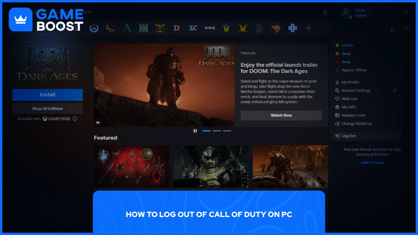et billede af battle.net på PC