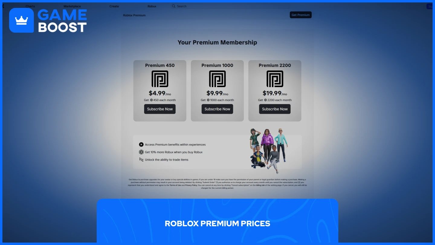 一个Roblox Premium页面的图片