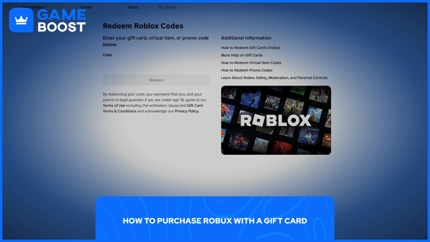 una imagen de la página para canjear la tarjeta de regalo