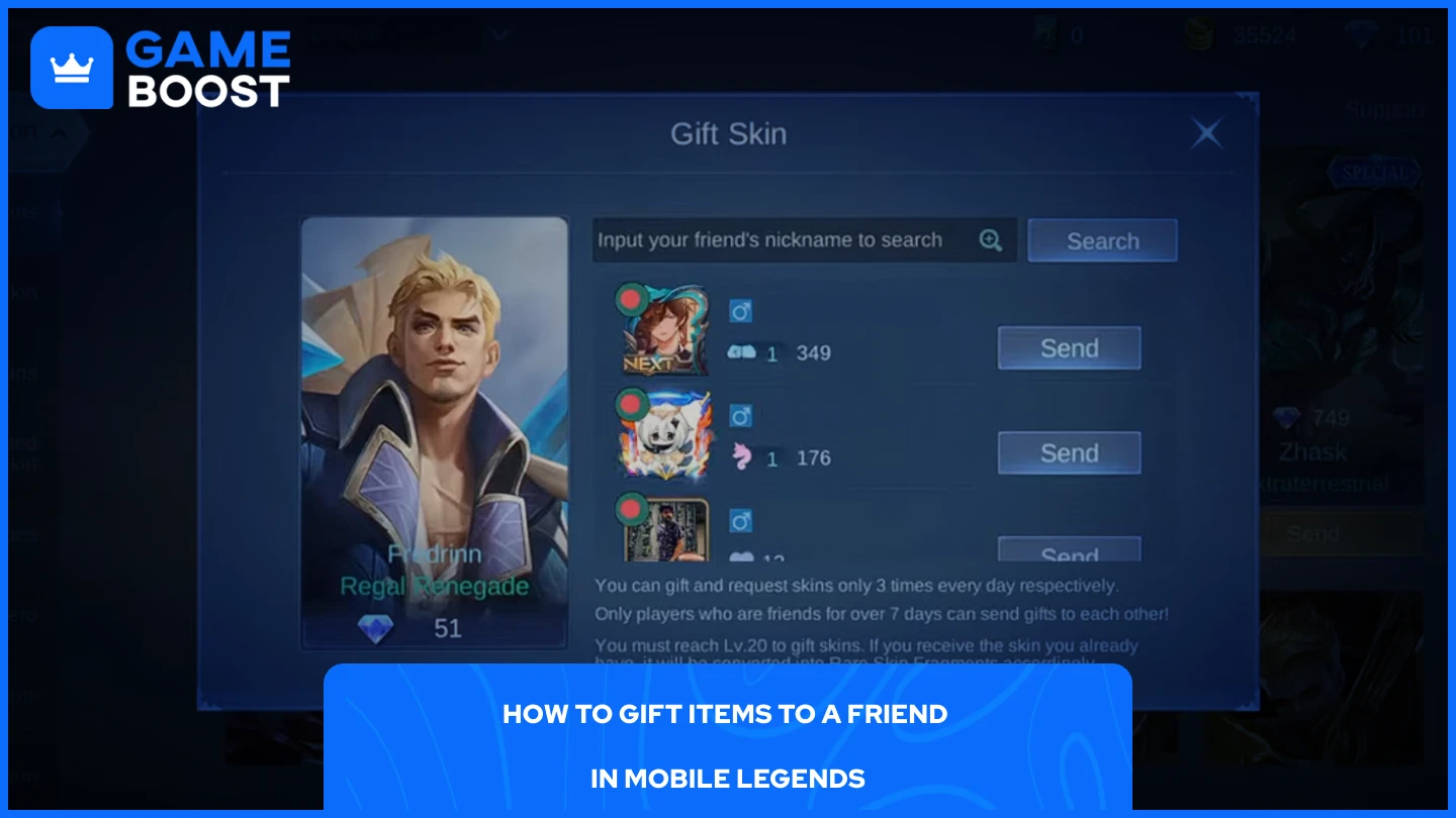 a picture of skin gifting prompt in mobile legends