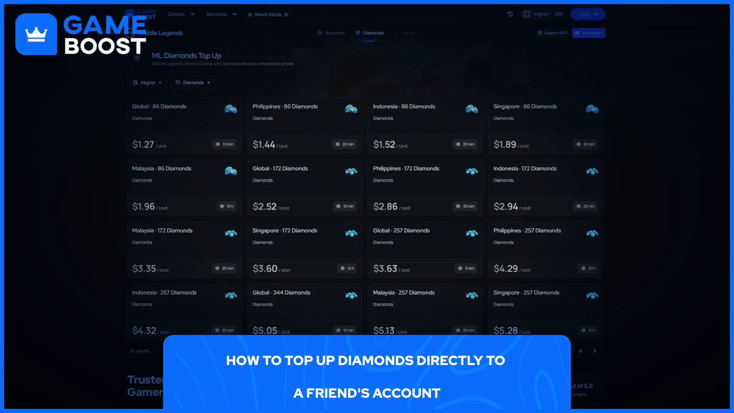 a picture of gameboost mlbb diamonds page