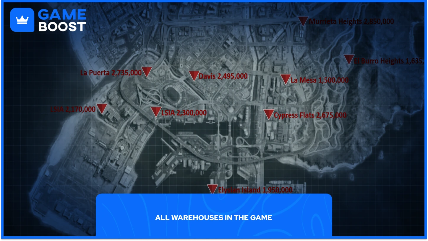 GTA Online all vehicle warehouse locations