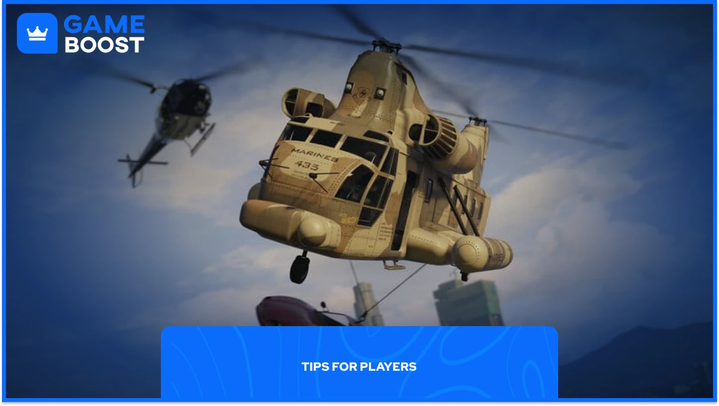 GTA Cargobob helicopter flying while transporting a car