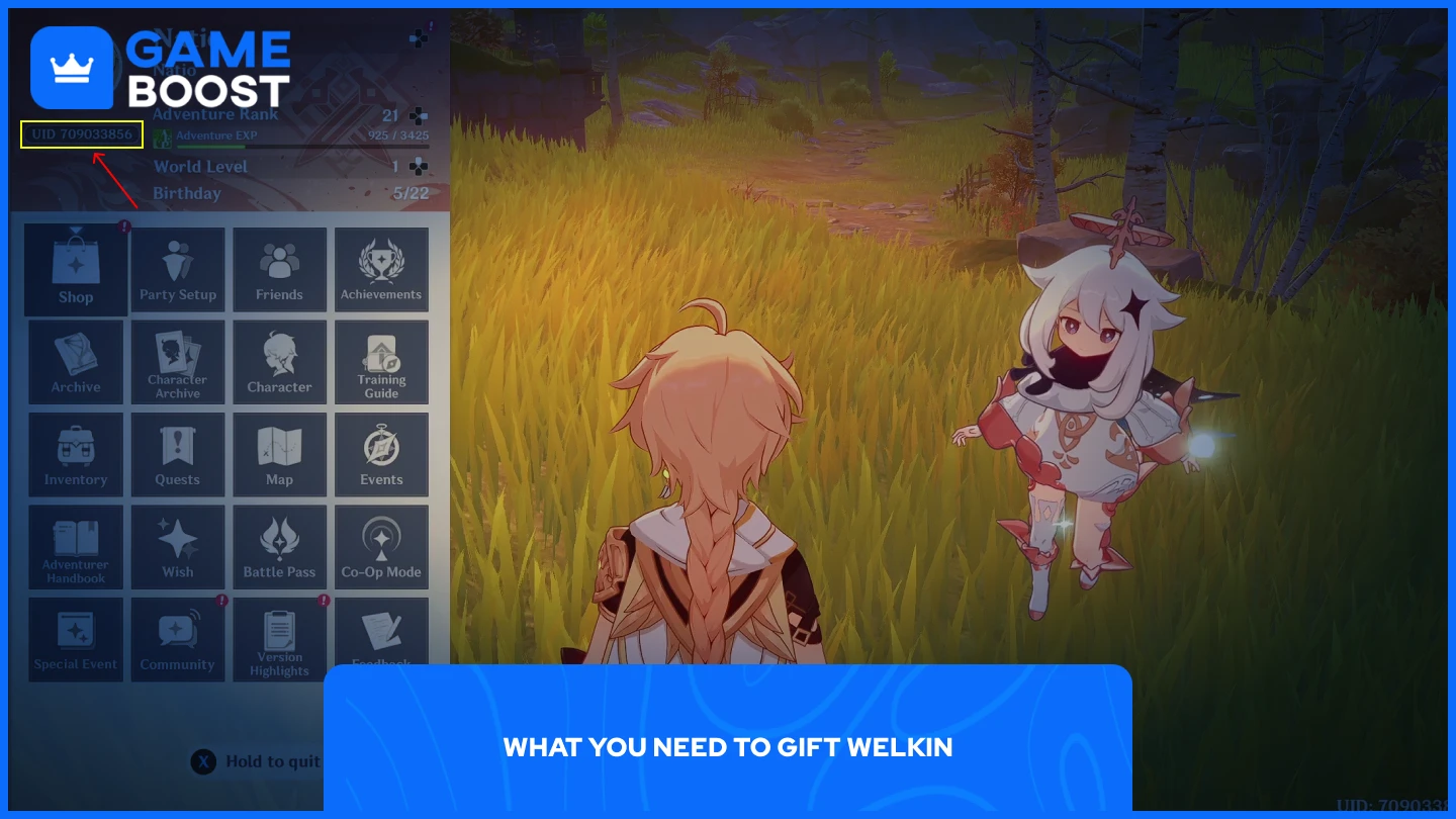 una imagen del UID de un jugador en genshin impact