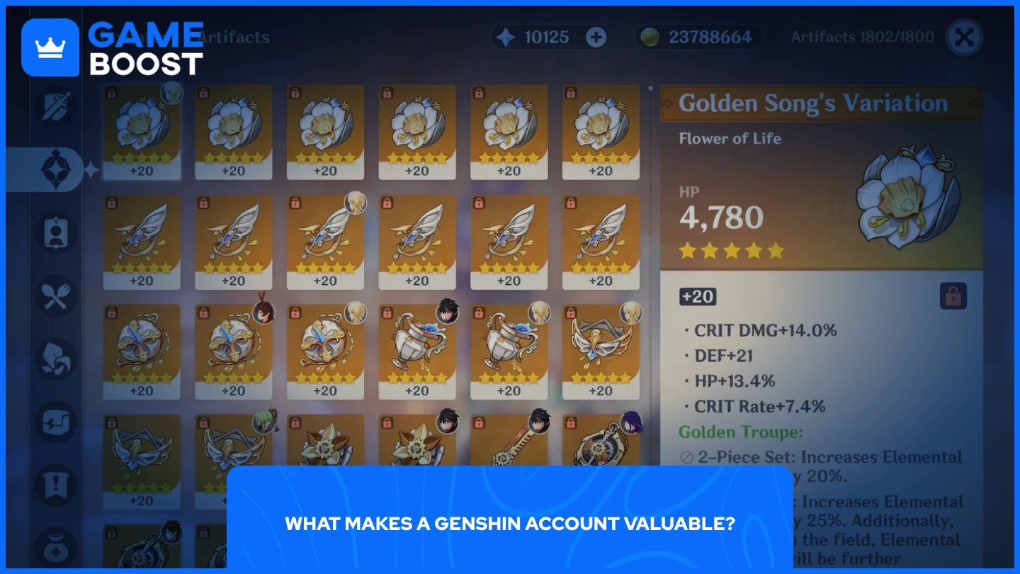 uma imagem do inventário de um jogador em genshin impact