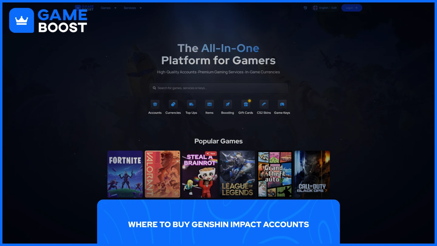 a picture of gameboost homepage