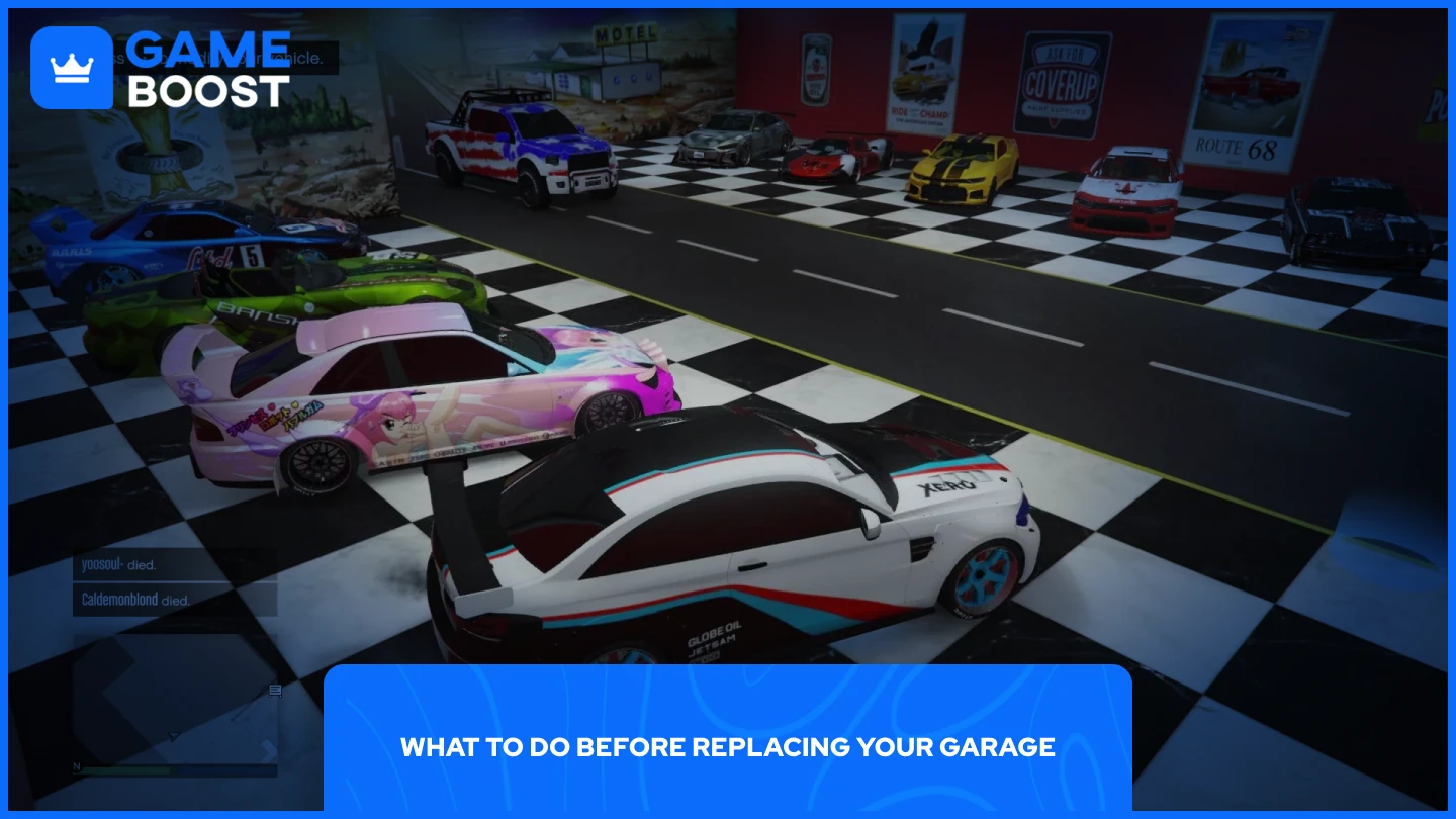 una imagen de un garage lleno de coches en gta online
