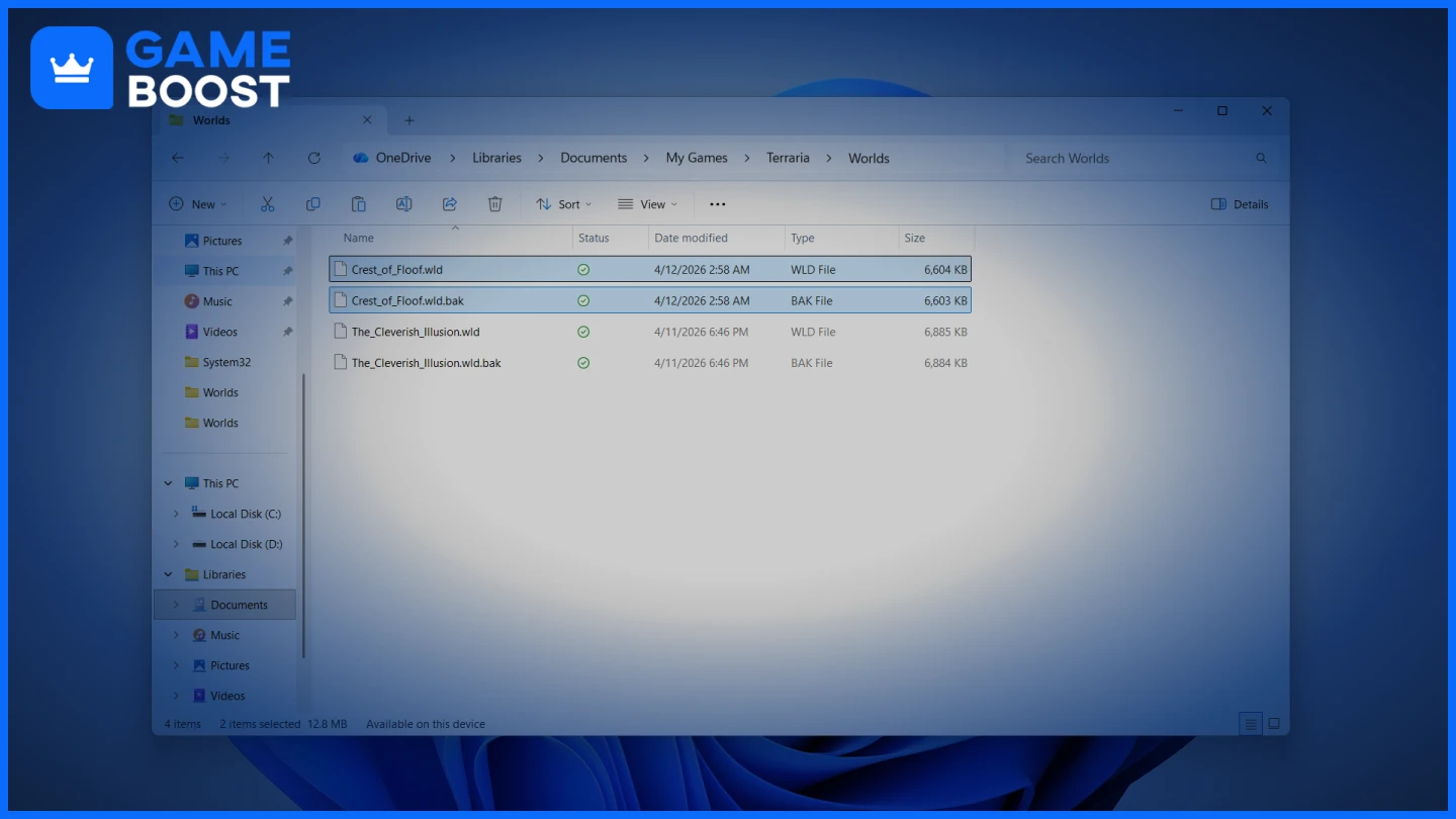 a picture of two saved files 