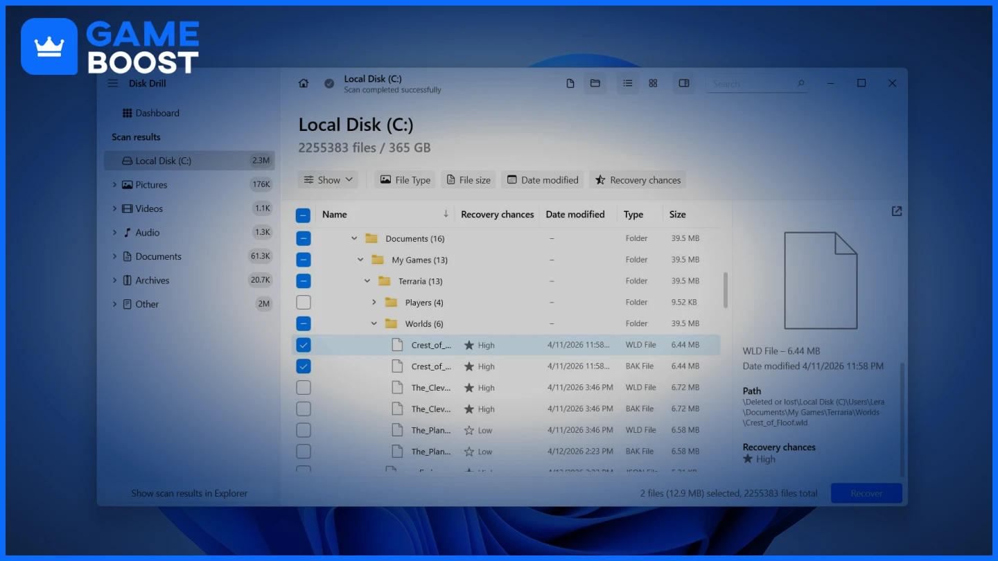 a picture of the local disk C missing files
