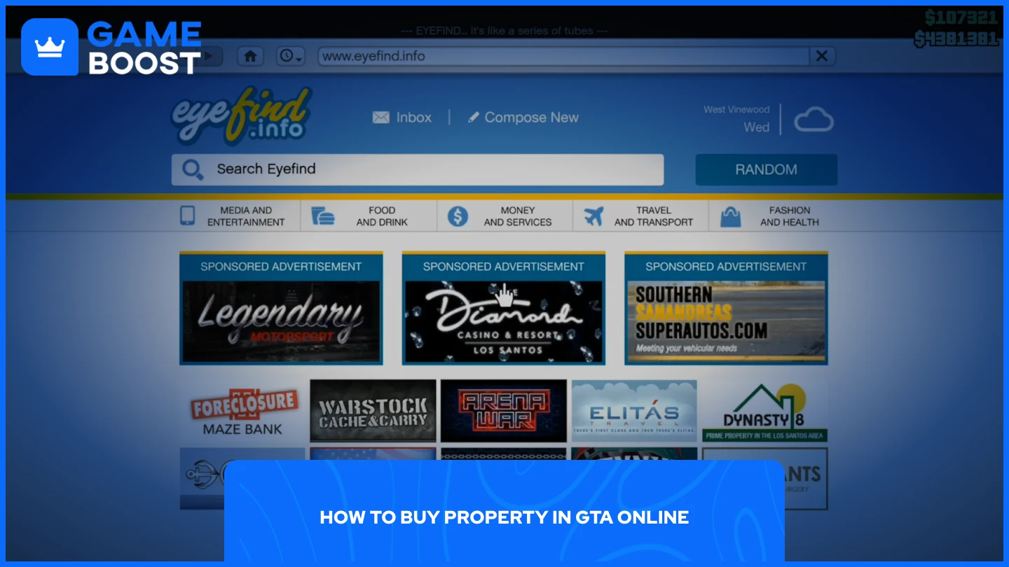 uma imagem dos sites de propriedades no gta online