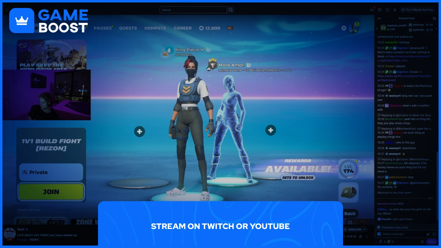 a picture of a player streaming on twitch