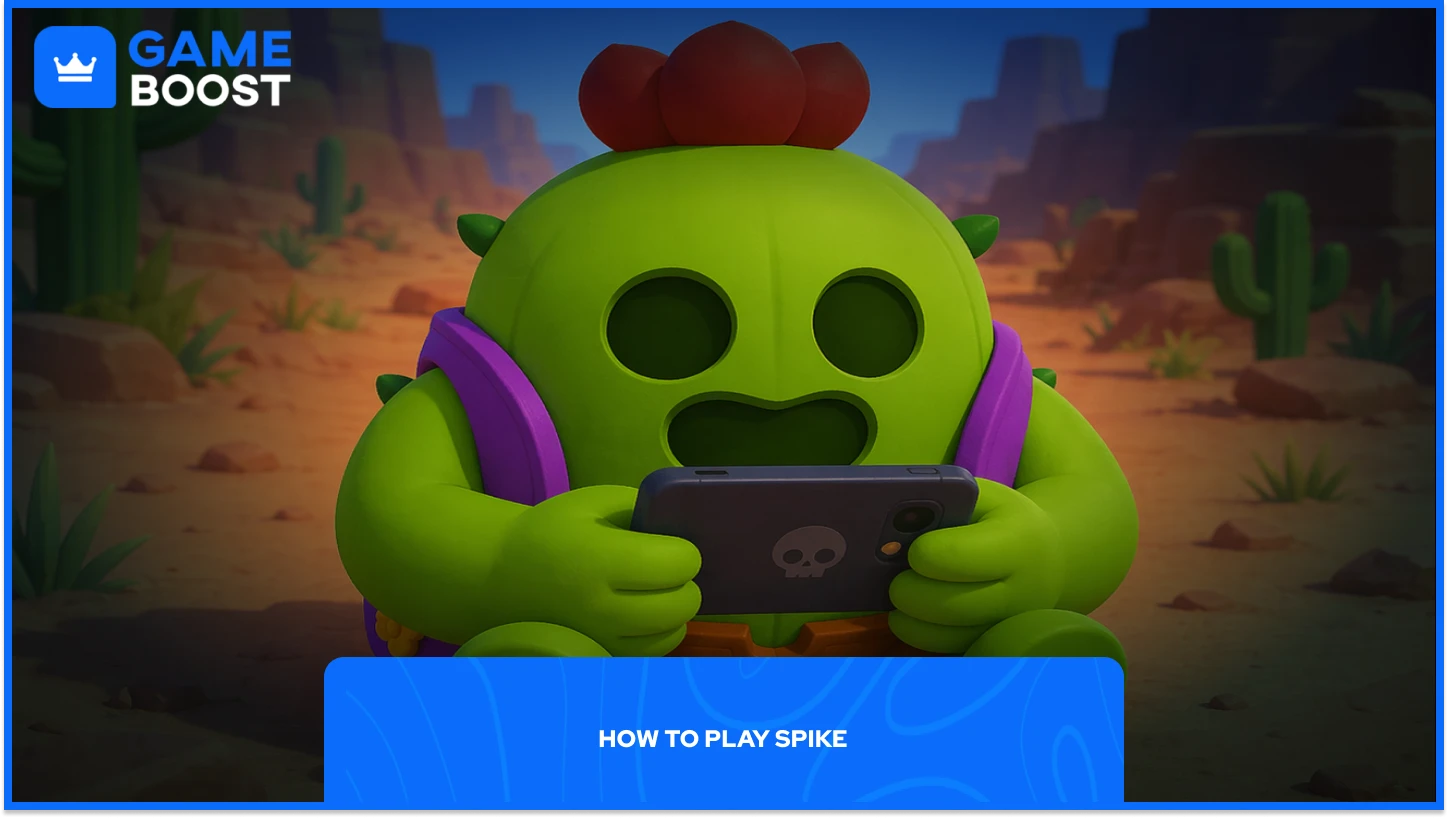 Brawl Stars Spike playing on his phone