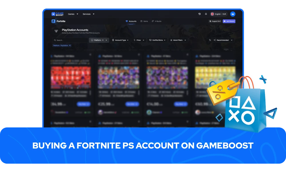 Покупка аккаунта Fortnite PS на GameBoost