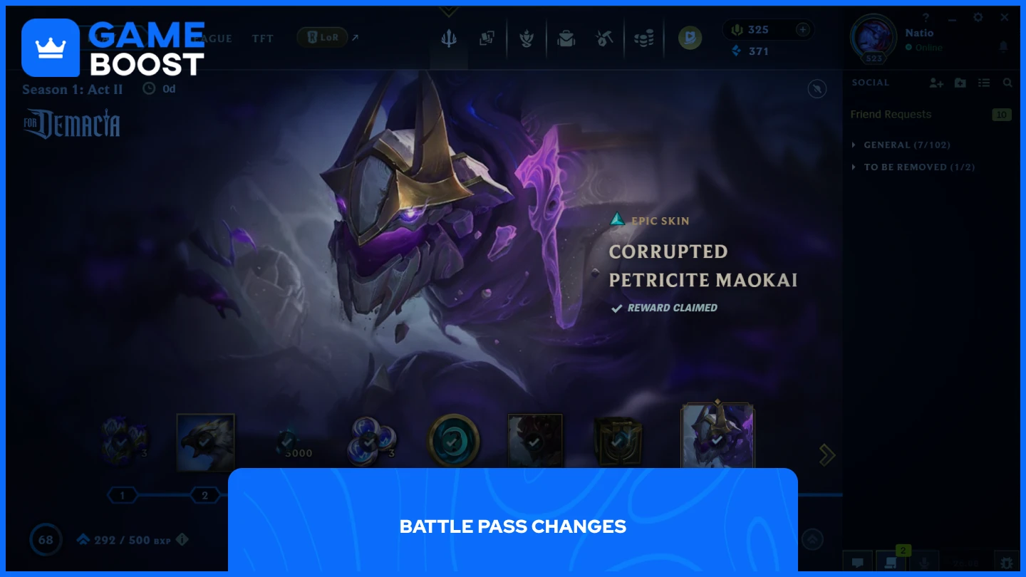a picture of corrupted petricite maokai skin in the battle pass
