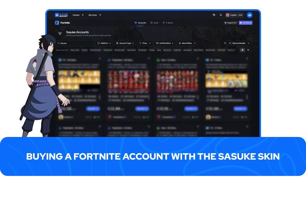 Fortnite-tilin ostaminen, jossa on Sasuke-skin