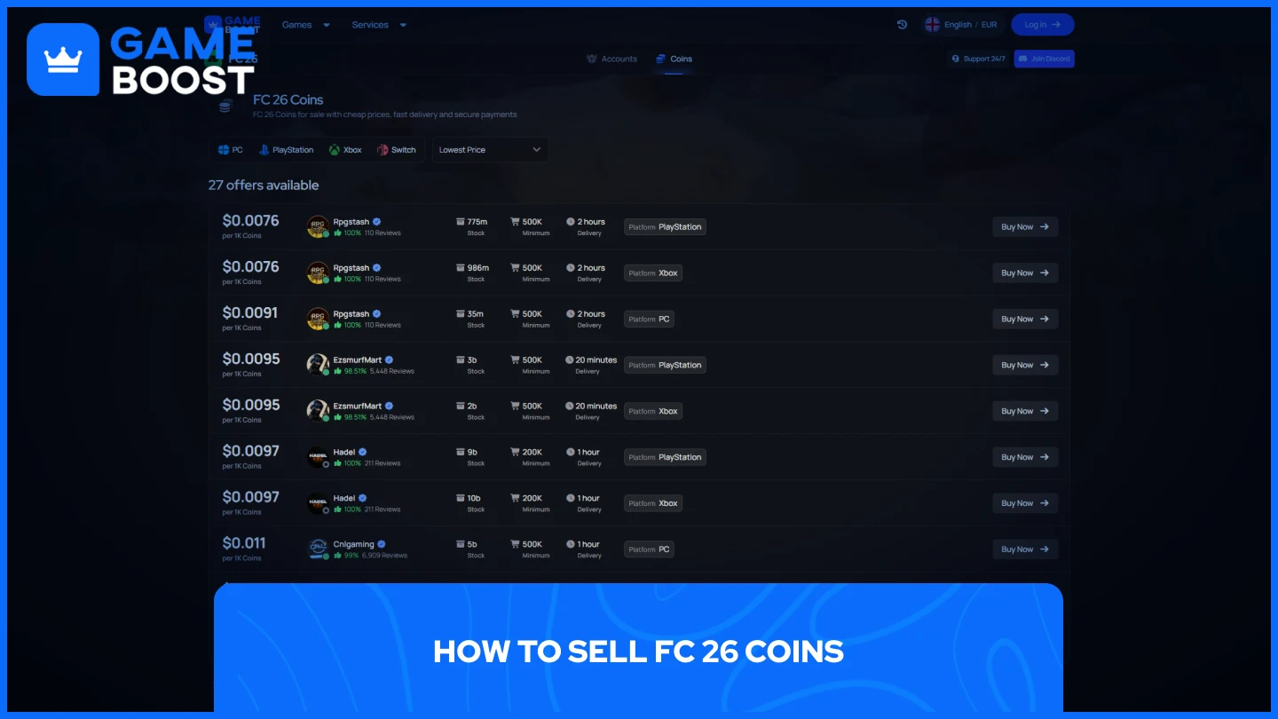 a picture of gameboost fc 26 coins page