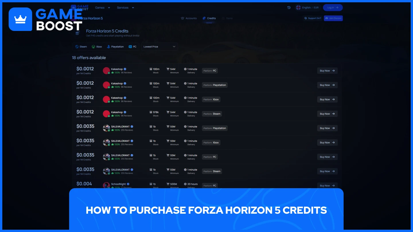 a picture of gameboost forza horizon 5 credits page