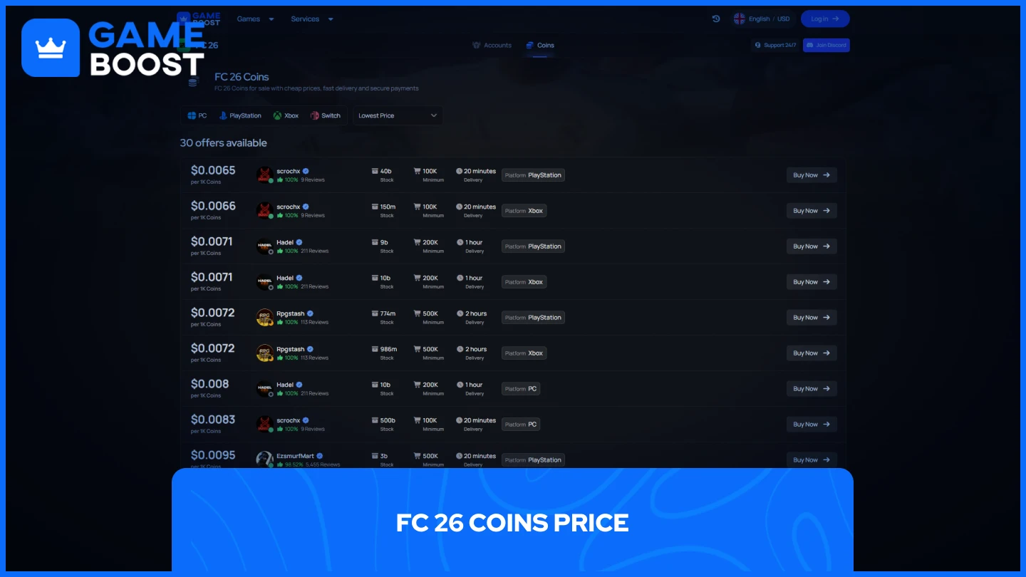a picture of gameboost fc 26 coins page
