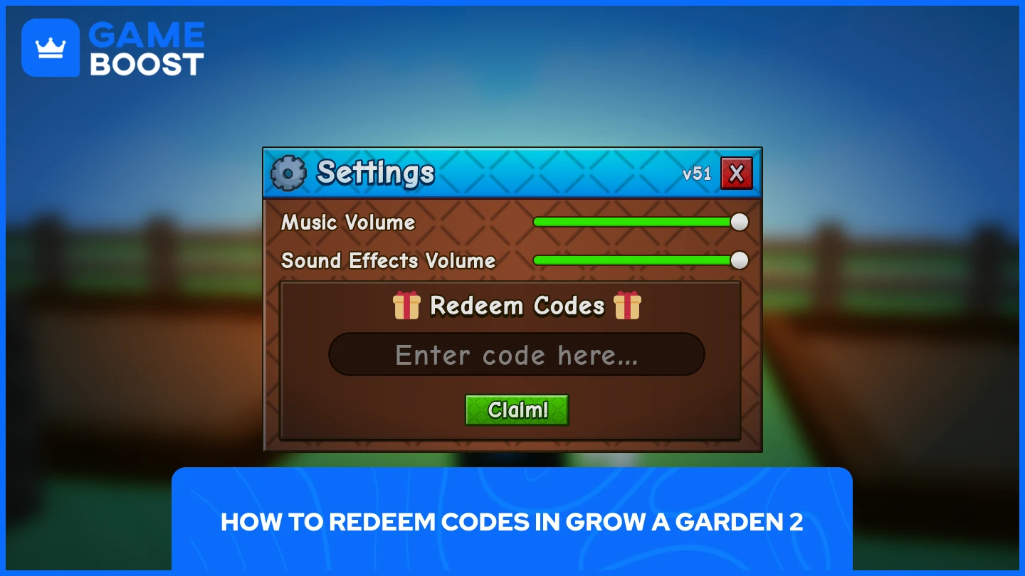 een afbeelding van het code inwisselvenster in grow a garden 2