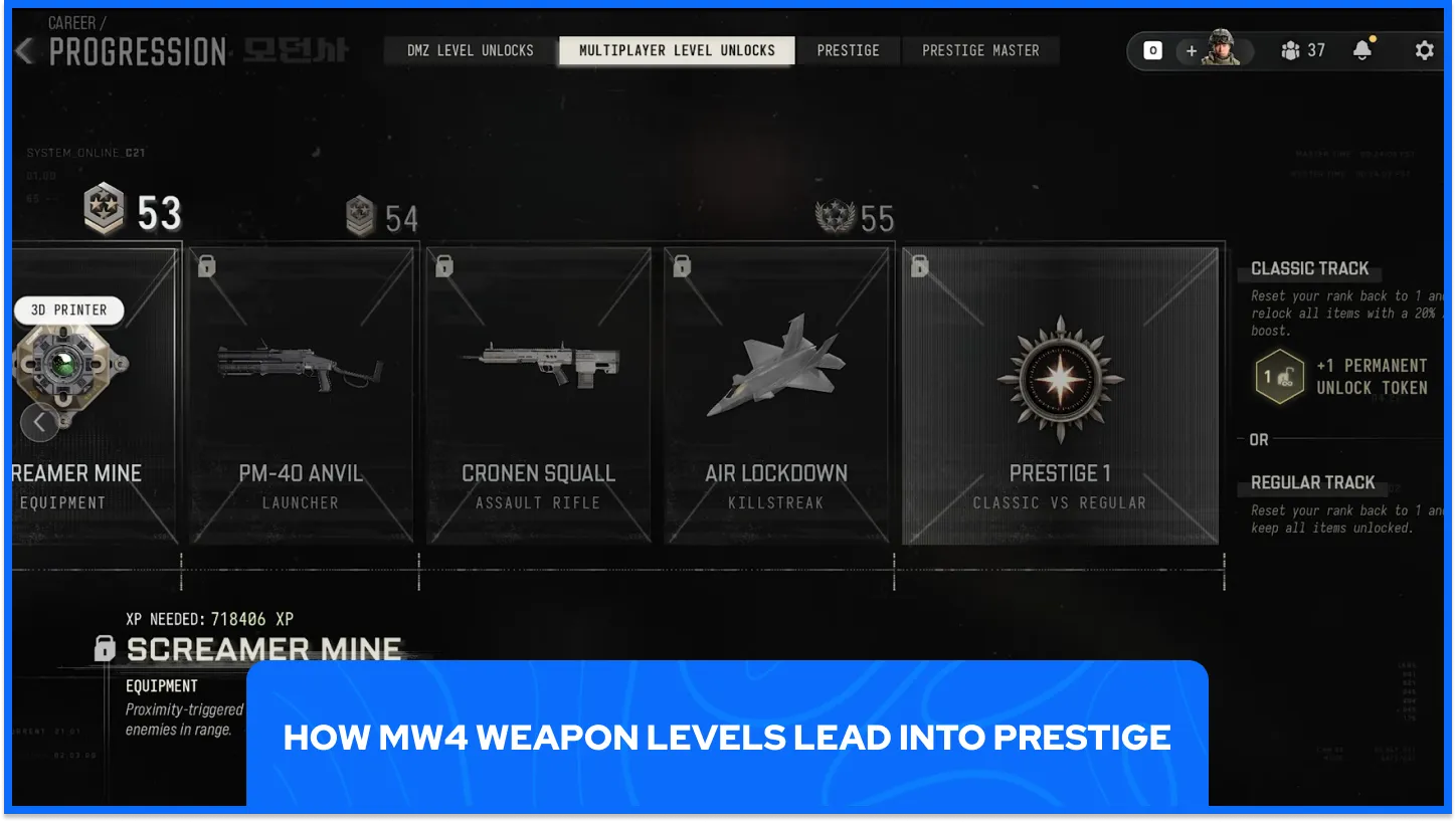 MW4 Weapon Progression Levels 
