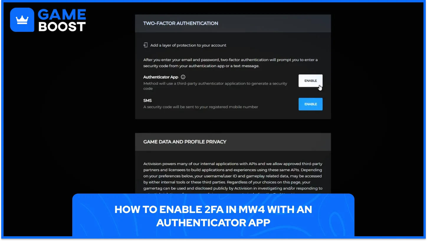 Enable 2FA in MW4 With Authenticator App
