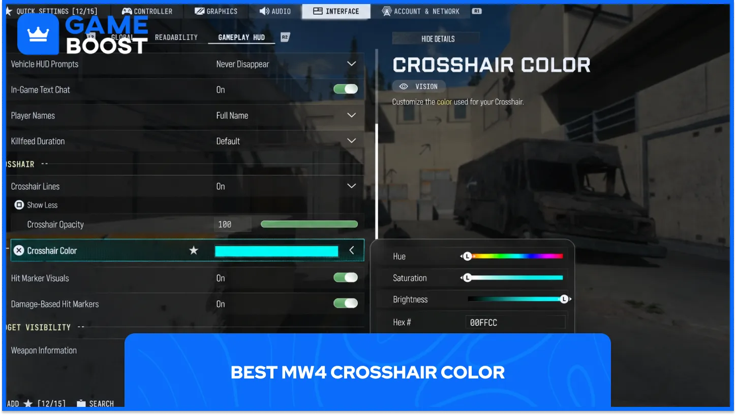 MW4 Crosshair Color Cyan Setting