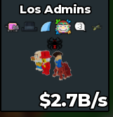 Los Admins 2.7b/s⚡Fast delivery|Steal a Brainrot