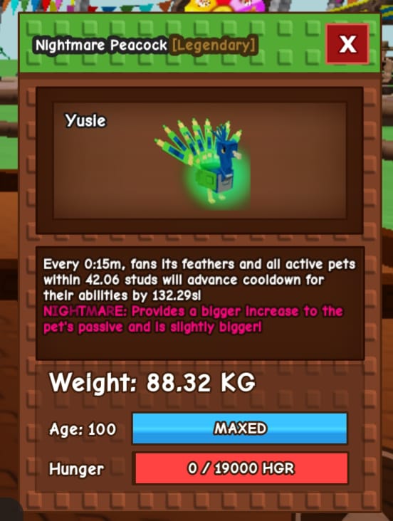 Titan Nightmare Peacock 88.32Kg 15Seconds