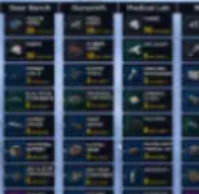 (All workshop lv0-3 and scrappy 1-5) All Materials,(work shop)(Workbench)(Gunsmith, Utility Station, Refiner, Explosive Station, Gear Bench, Medical Lab,MAX)