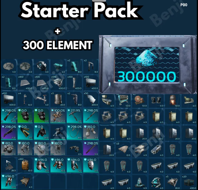 PVE Official ARK ASA PC/XBOX/PS5 - Bundle Starter Pack Structure Tek Equipment + 300 Element