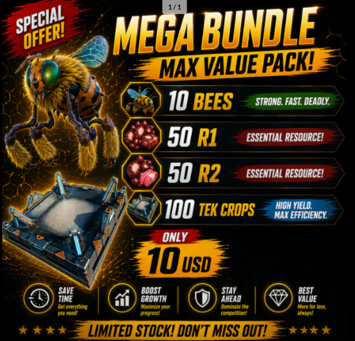PVE Official ARK ASA PC/XBOX/PS5 - Bundle 10 Bees + 50 R1 Seed + 50 R2 Seed + 100 Tek Crops