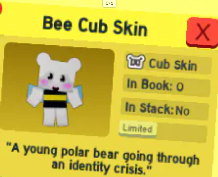 Bee Swarm Simulator | Bee Cub Skin | RBL