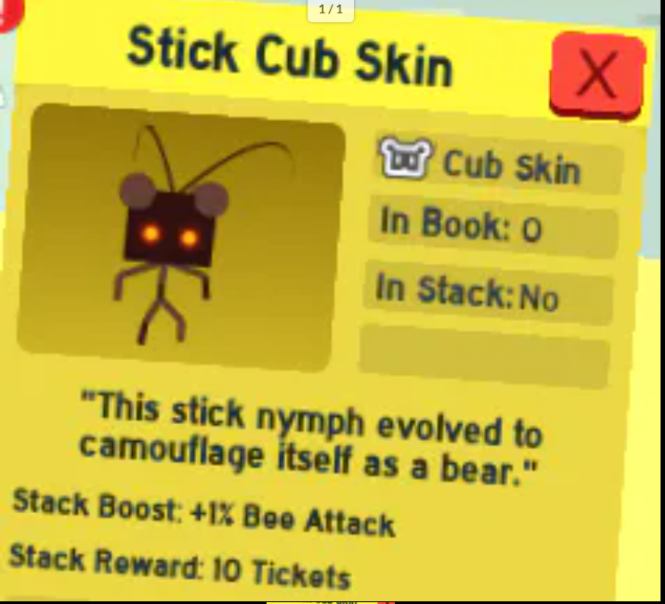 Bee Swarm Simulator | Stick Cub Skin | RBL