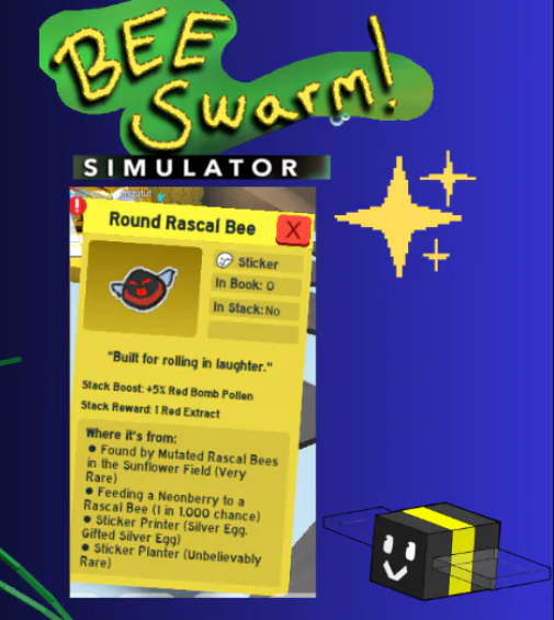 Bee Swarm Simulator | Round Rascal Bee Sticker | RBL
