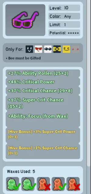 💎 Pink Shades | Focus + 3 Super Crit Power + 1 Super Crit Chance | Full Wax 🔥