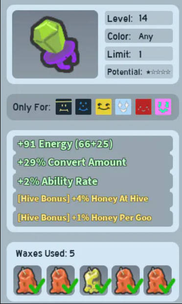 Candy Ring (Beequip) 1/5 Potential,5/5 Wax Used. Check Description And Photo For All Detail!!!