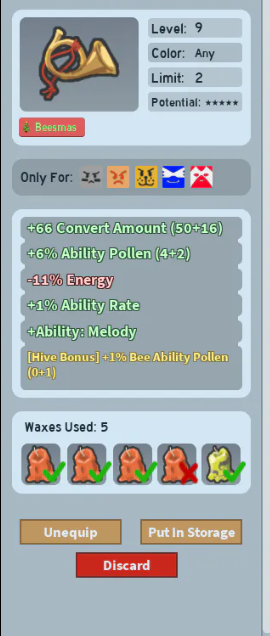 Toy Horn / 1% BAP 5pot waxed