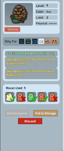 Pinecone, 5pot, 19PTC, 10PTP WAXED worked: 1/3hard 1/1 caustic 1/1 soft worth 190-205 star signs