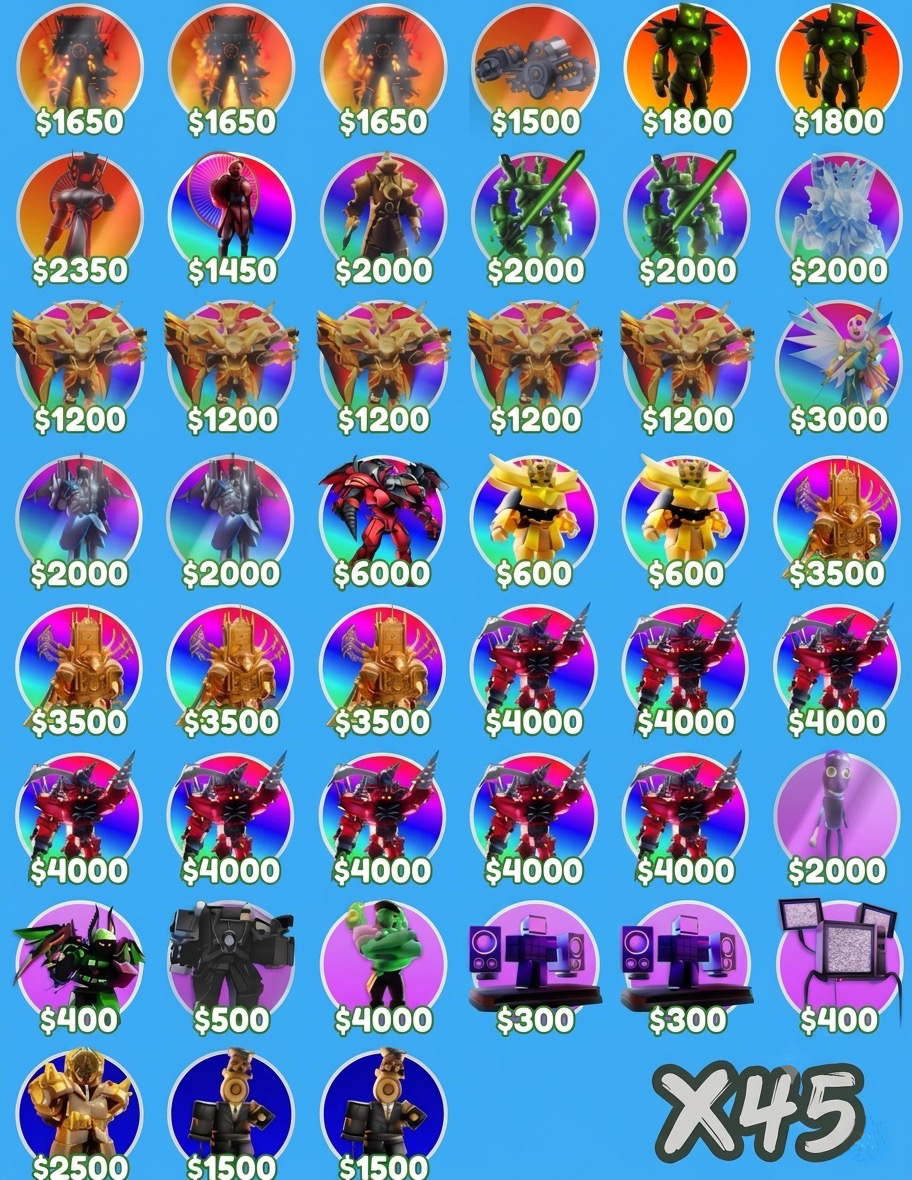 Toilet Tower Defense Best Units Pack ✅ ROBLOX - TTD 45x Units Pack 🚀 Cheap - Fast Delivery