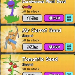 TOmatrio seed + Mr Carrot seed + Carnivorous Plant(1997R)🔥【Plants Vs Brainrots 】✅ Instant Delivery