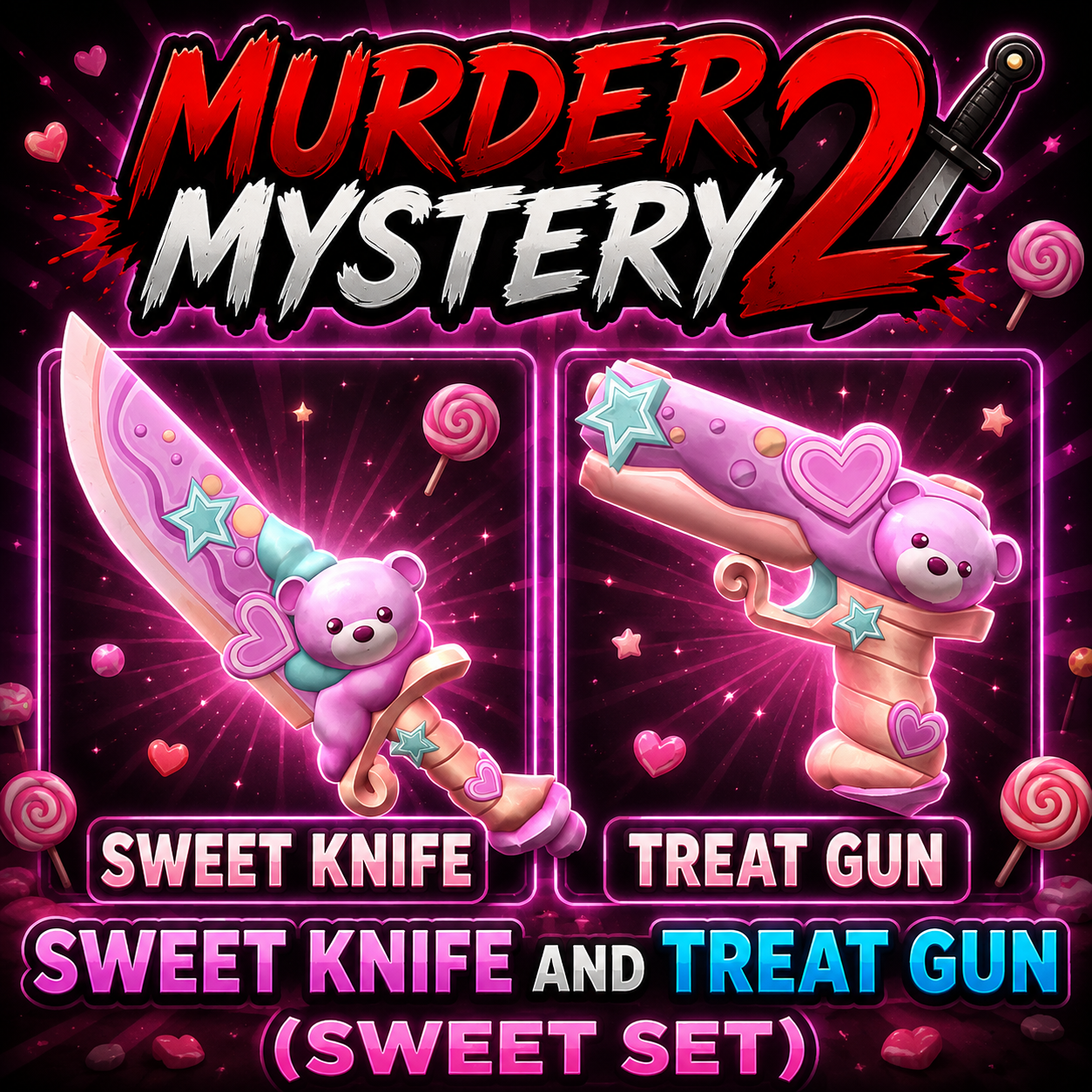 SWEET KNIFE AND TREAT GUN | SWEET SET | MURDER MYSTERY 2 | INSTANT DELIVERY