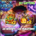 ✨ 2x money + 2x Mastery ✨ ➝ 900 Robux Value ➝ By Gifting ⚡ ➝ Blox Fruits