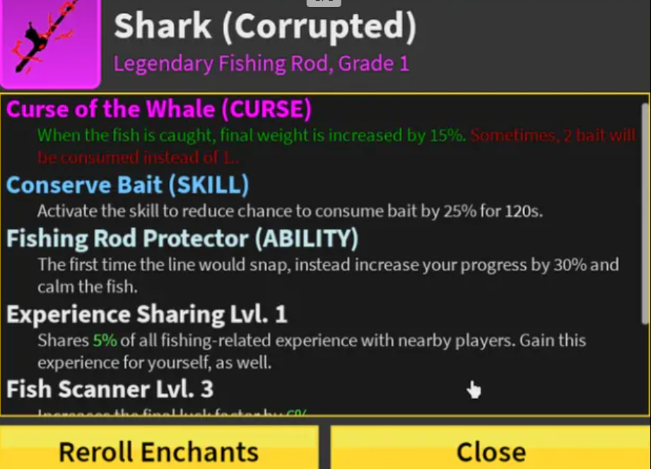 ⭐ Curse of Whale - Terrorshark - Leviathan Random Enchantment - Fishing Rod Enchanment⭐