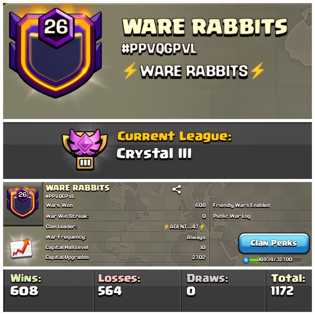 LEVEL 26 | NAME: WARE RABBITS | 608W - 564L | CRYSTAL 3 - CC 10 | INSTANT DELIVERY