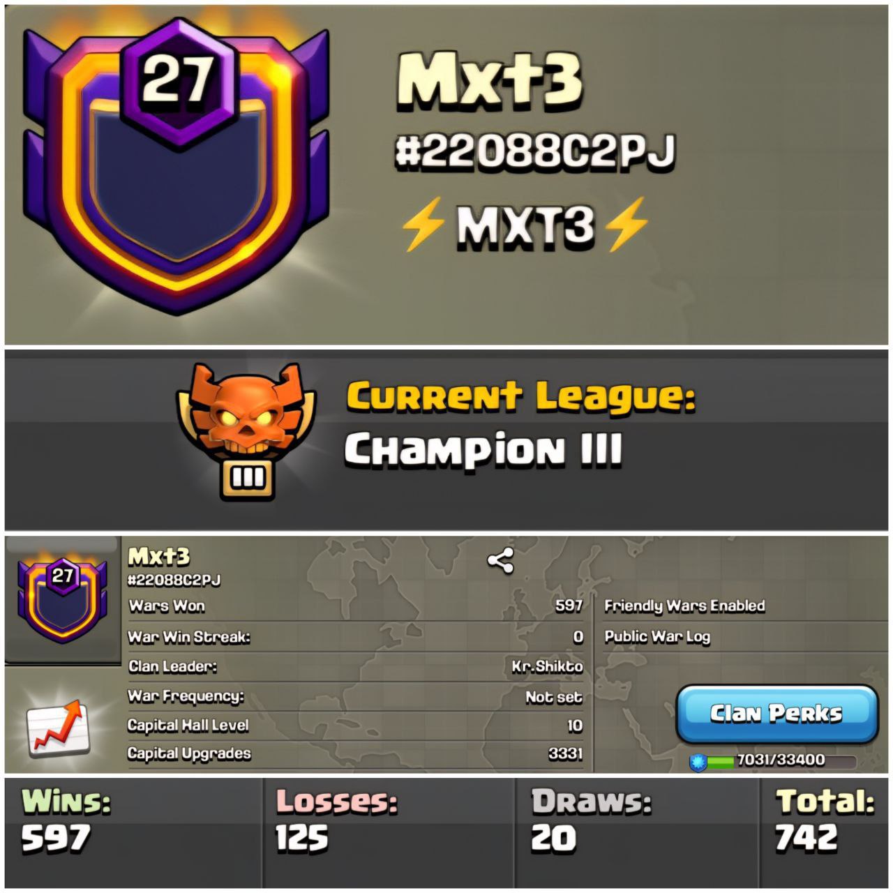 LEVEL 27 | NAME: MX+3 | 597W - 125L | CHAMPION 3 - CC 10 | INSTANT DELIVERY