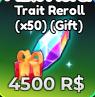 Anime Adventures - Trait Reroll x50【4500R】