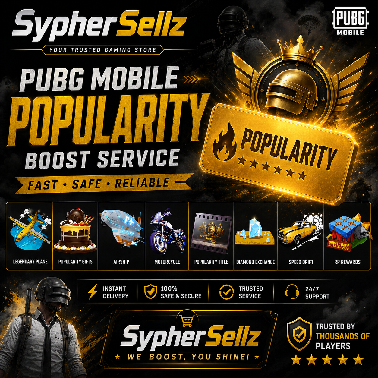 PUBG Mobile 500K Popularity Mix Card | Instant Delivery ⚡ | Fast & Safe Delivery 🚀