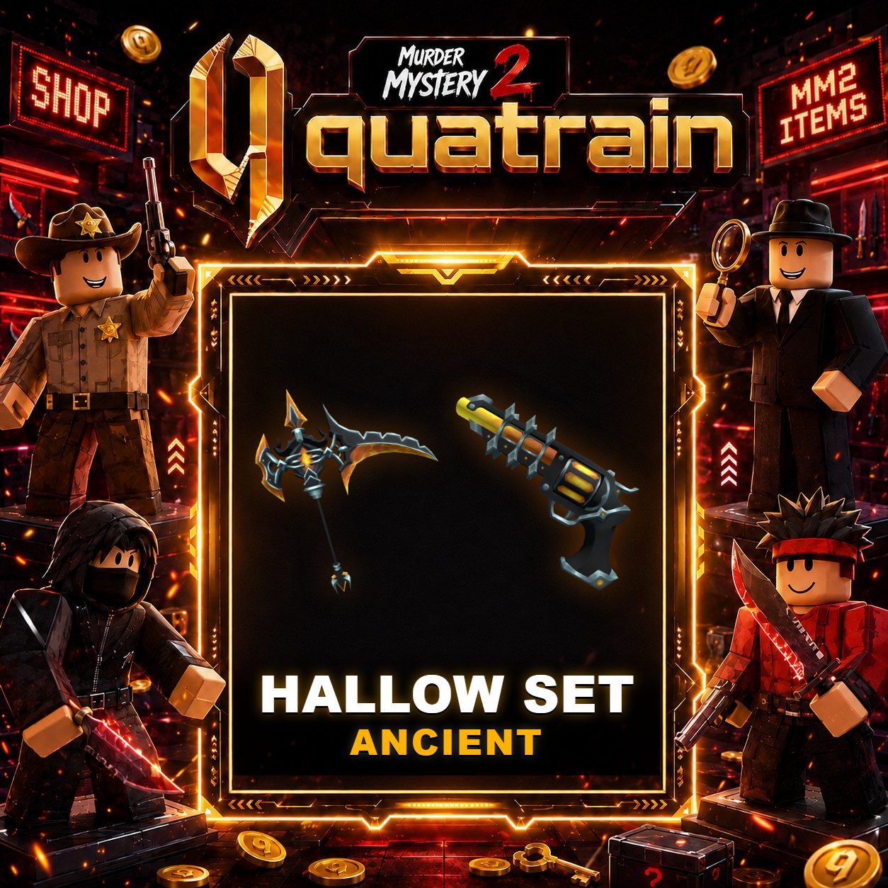 🔪🩸 Hallowscythe + Hallowgun 🩸🔪 Hallow Set | Murder Mystery 2 👥
