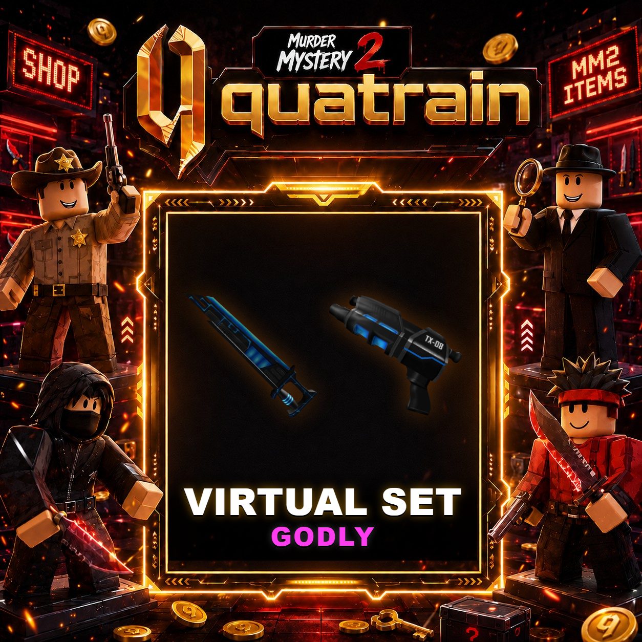🔪🩸 Virtual Knife + Blaster Gun 🩸🔪 Virtual Set | Murder Mystery 2 👥